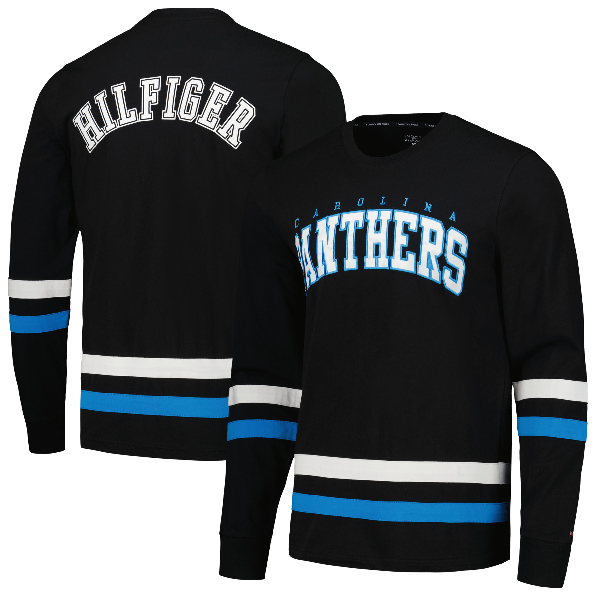 Men's Tommy Hilfiger Black/Blue Carolina Panthers Nolan Long Sleeve T-Shirt - Image 2