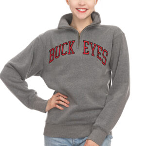 Women's ZooZatz Charcoal Ohio State Buckeyes Fleece Quarter-Zip Pullover Top