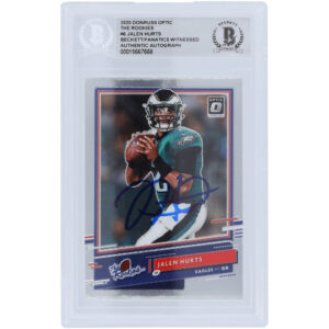 Jalen Hurts Philadelphia Eagles Autographed 2020 Panini Donruss Optic The Rookies #TR-JAH Beckett Fanatics Witnessed Authenticated Rookie Card