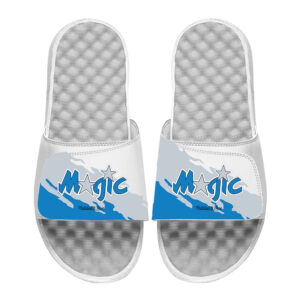 Youth ISlide x Mitchell & Ness  White Orlando Magic Paint Stripe Slide Sandals