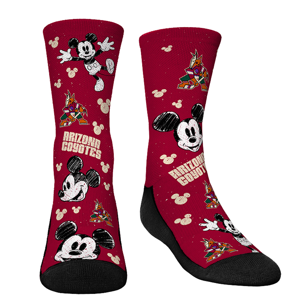 Youth Rock Em Socks Mickey Mouse Garnet Arizona Coyotes Three-Pack Crew Socks Set - Image 9