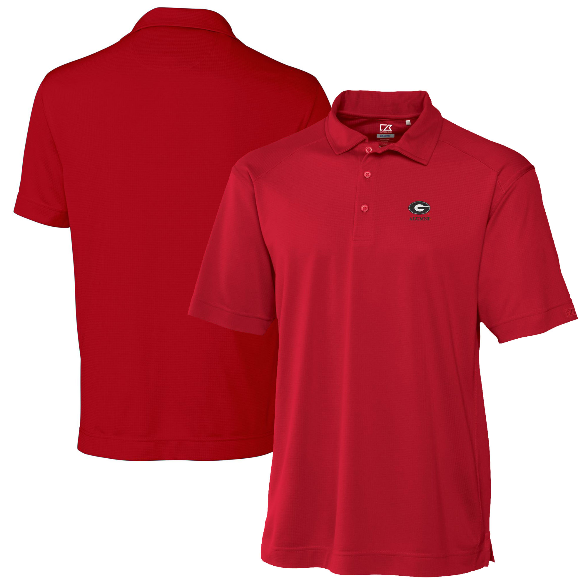 Men's Cutter & Buck Red Georgia Bulldogs Alumni Logo DryTec Genre Textured Solid Polo - Image 2