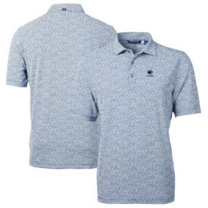 Men's Cutter & Buck  Navy Penn State Nittany Lions Alumni Logo DryTec Virtue Eco Pique Botanical Print Recycled Polo