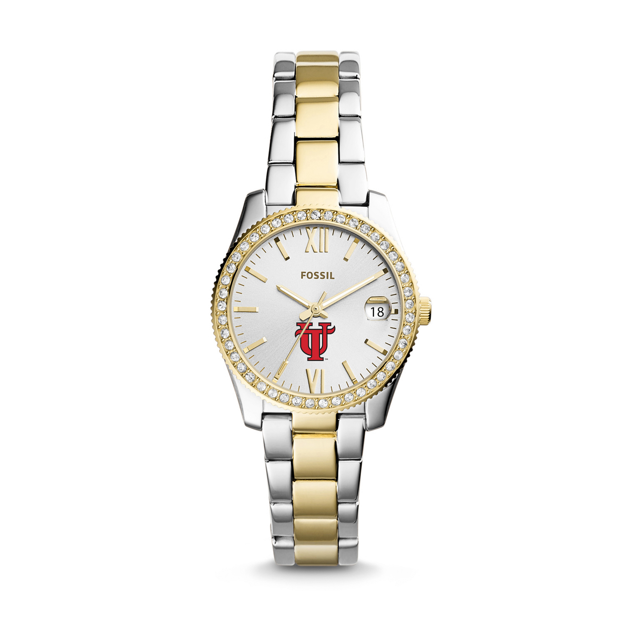 Women's Fossil Silver/Gold Tampa Spartans Scarlette Mini Two-Tone Stainless Steel Watch