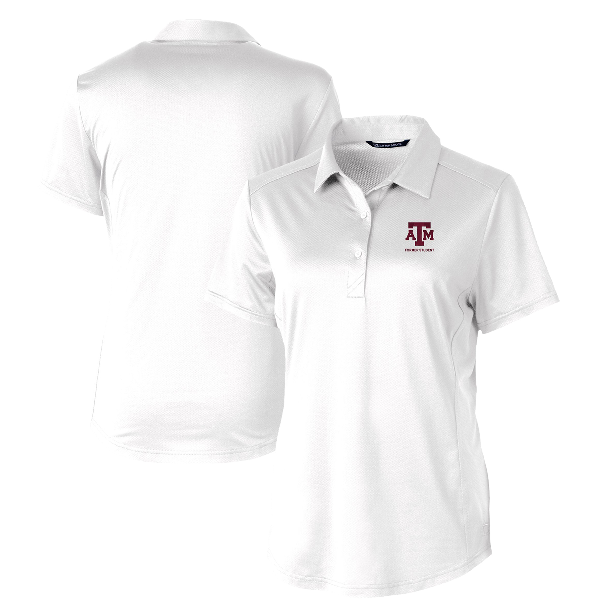 Women's Cutter & Buck White Texas A&M Aggies Alumni DryTec Prospect Textured Stretch Polo