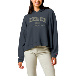 Women's League Collegiate Wear  Navy Georgia Tech Yellow Jackets Waffle Oversized Long Sleeve Hoodie T-Shirt