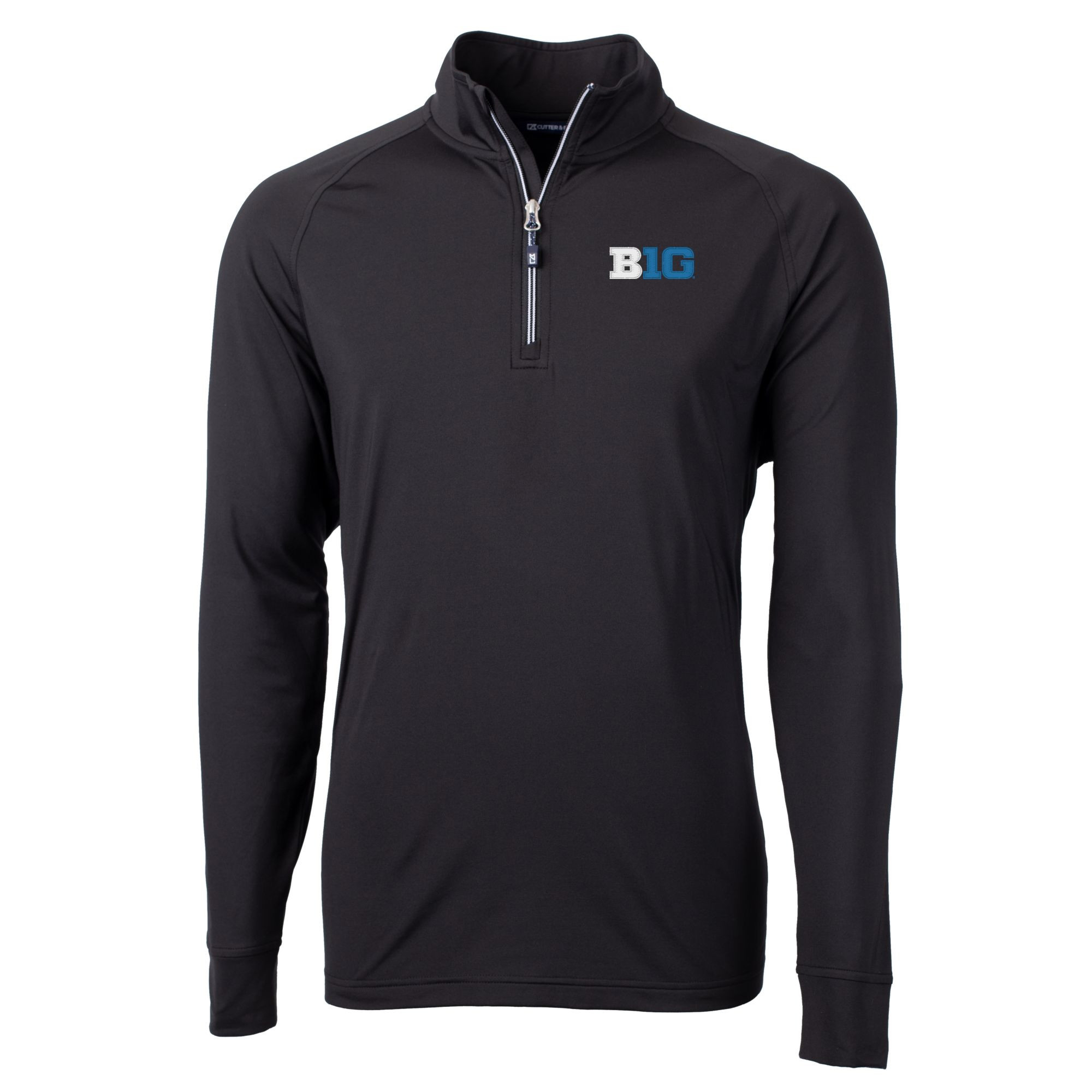 Men's Cutter & Buck Black Big Ten Gear Adapt Eco Knit Stretch Recycled Half-Zip Pullover Top - Image 6