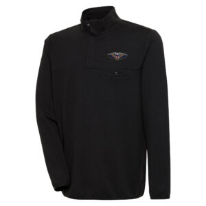 Men's Antigua  Black New Orleans Pelicans Steamer Quarter-Snap Pullover Top