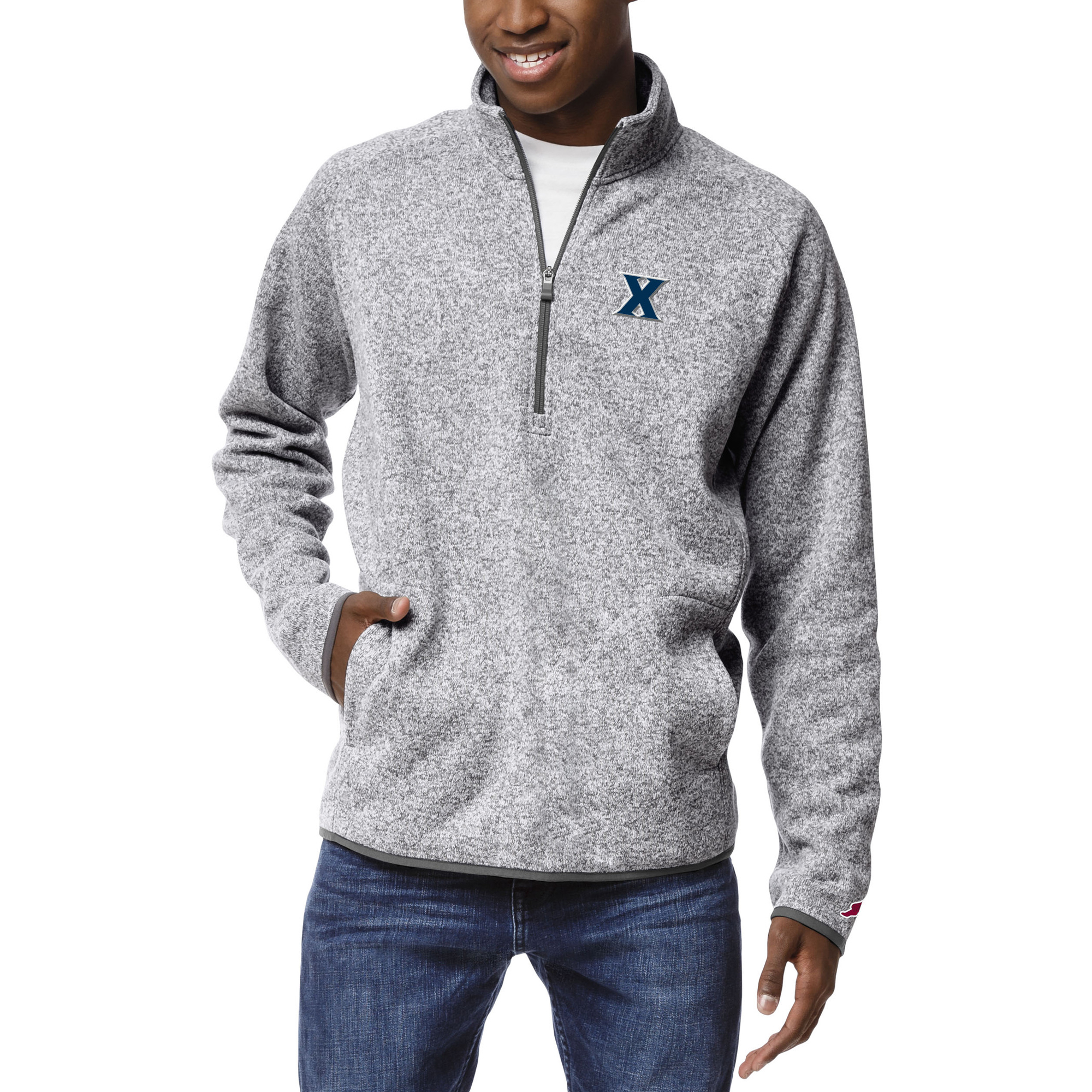 Men's League Collegiate Wear Heather Gray Xavier Musketeers Saranac Quarter-Zip Pullover Top