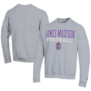 Men's Champion  Gray James Madison Dukes Football Powerblend Pullover Sweatshirt