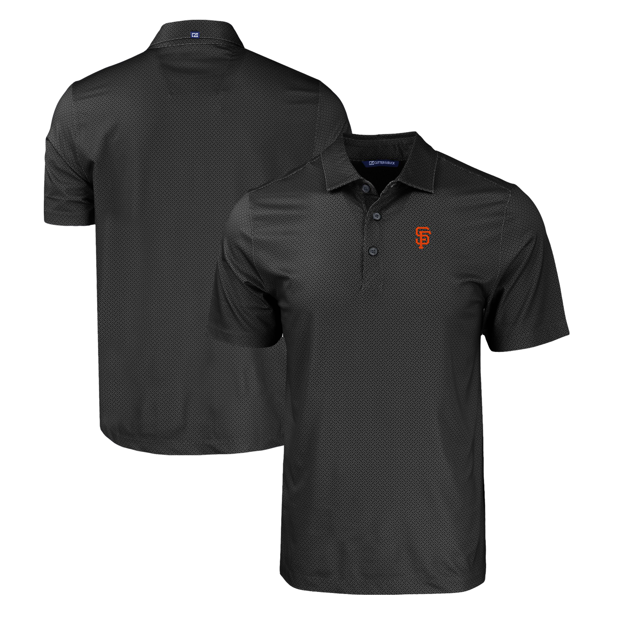 Men's Cutter & Buck Black San Francisco Giants Pike Eco Tonal Geo Print Stretch Recycled Polo