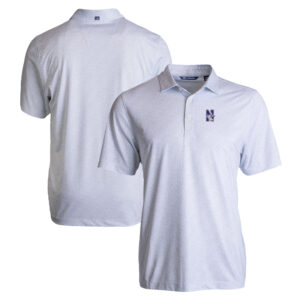 Men's Cutter & Buck White Northwestern Wildcats Pike Eco Pebble Print Stretch Recycled Polo