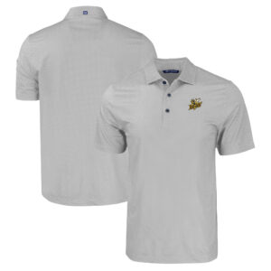 Men's Cutter & Buck Gray Baldwin Wallace Yellow Jackets Pike Eco Tonal Geo Print Stretch Recycled Polo