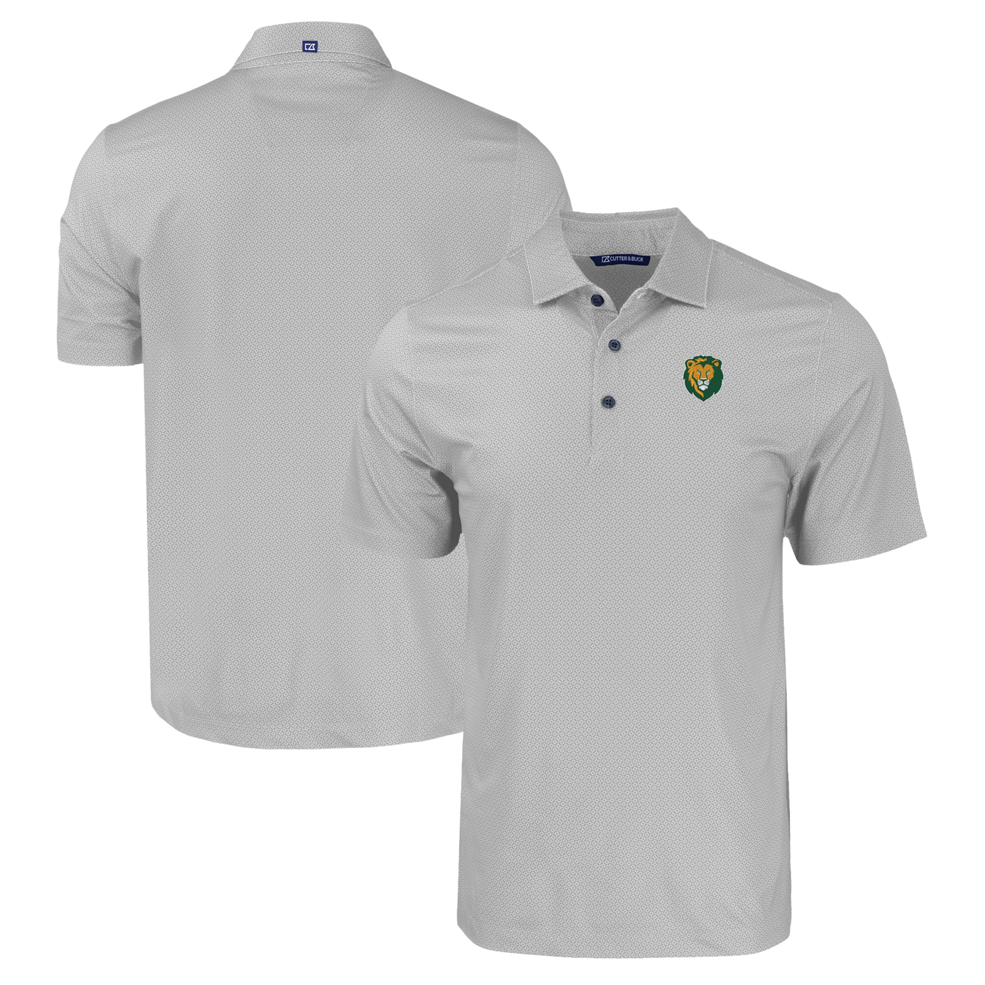 Men's Cutter & Buck Gray Southeastern Louisiana Lions Pike Eco Tonal Geo Print Stretch Recycled Polo - Image 2