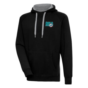 Men's Antigua  Black Miami Dolphins Victory Pullover Hoodie