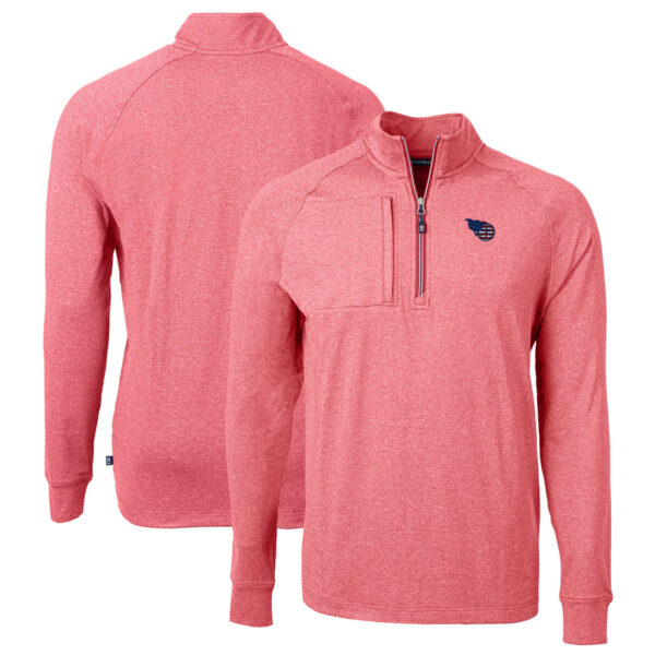 Men's Cutter & Buck  Heather Red Tennessee Titans  Big & Tall Adapt Eco Knit Quarter-Zip Pullover Top - Image 5