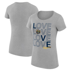 Women's G-III 4Her by Carl Banks Heather Gray Denver Nuggets Basketball Love Fitted T-Shirt