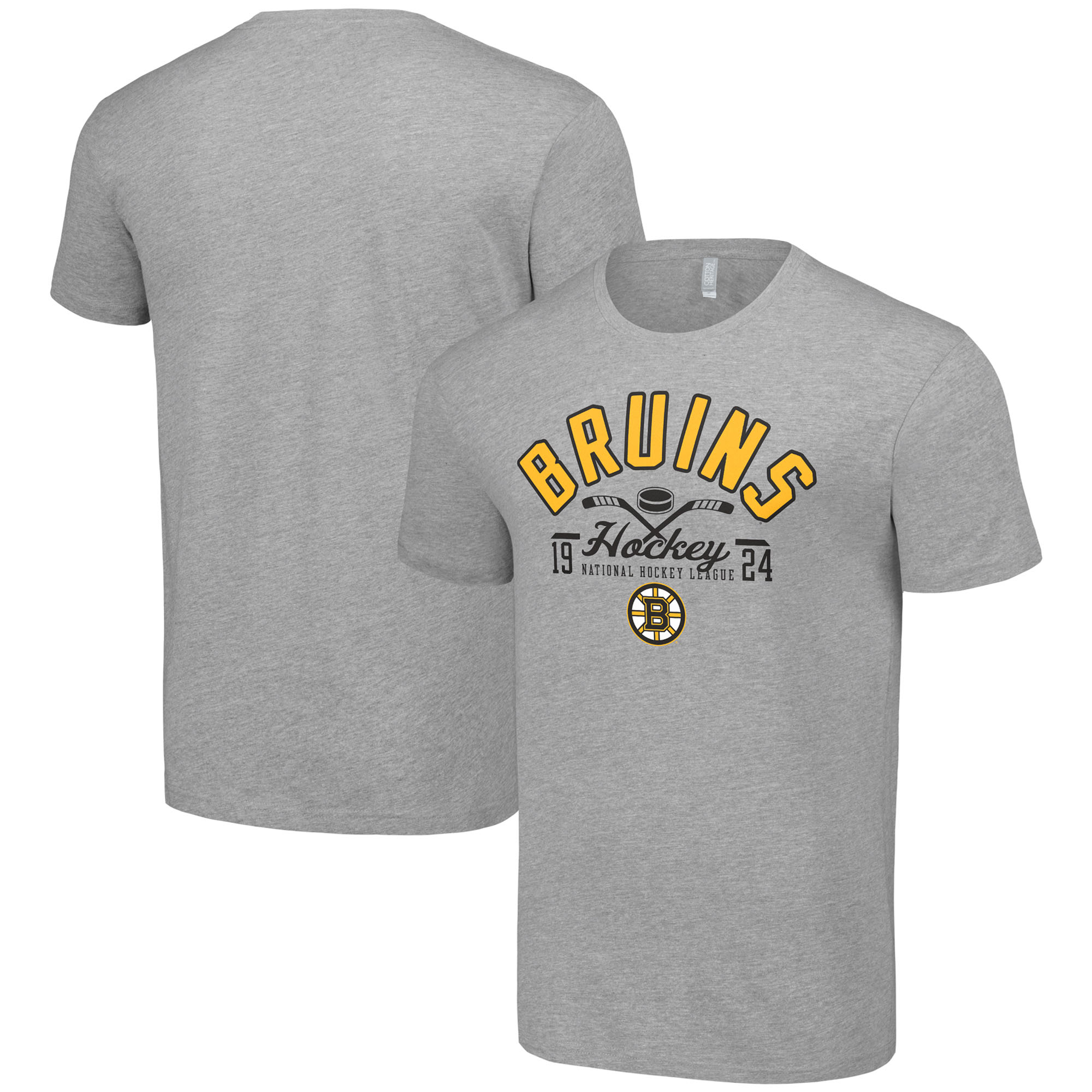 Men's Starter Heather Gray Boston Bruins Half Puck T-Shirt - Image 5