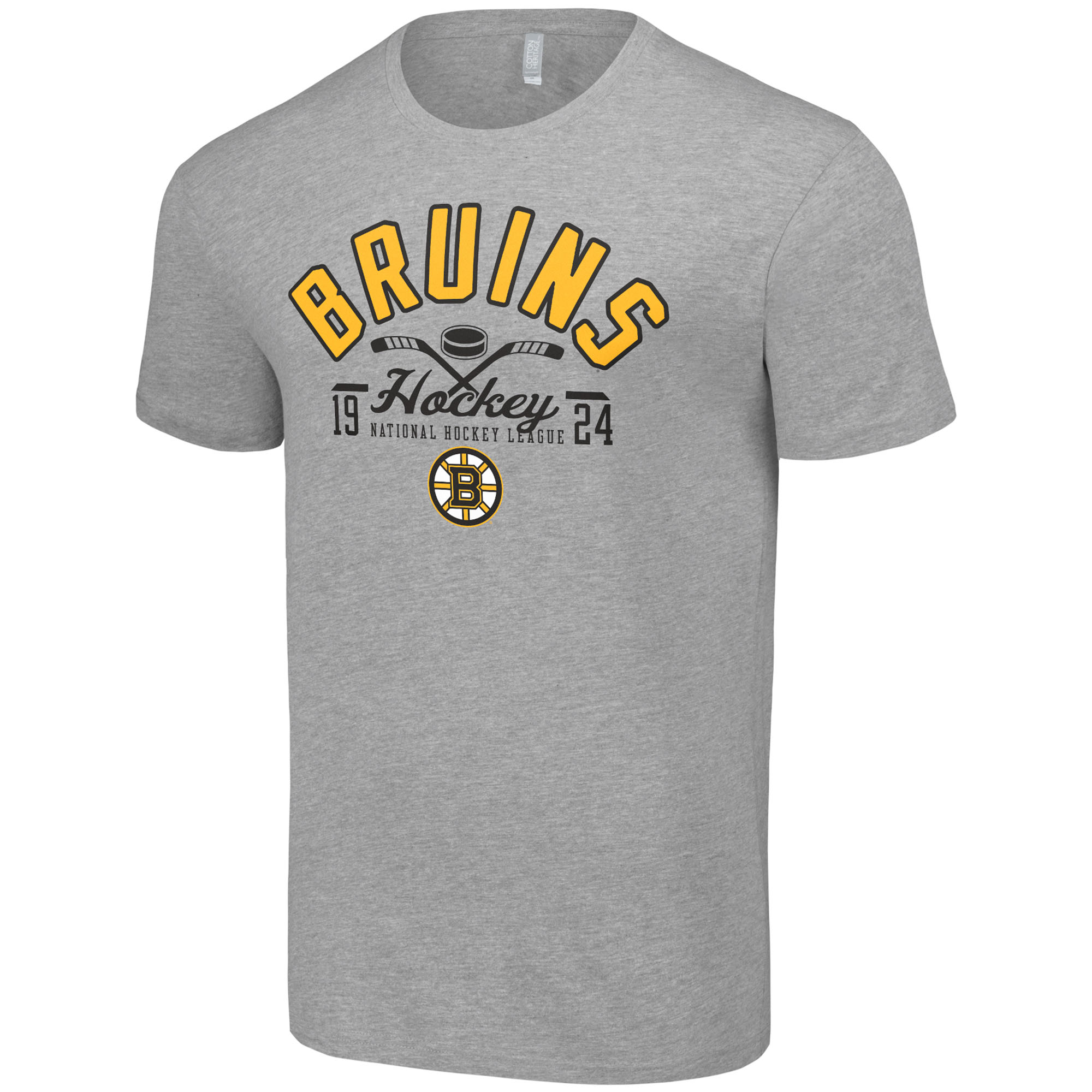 Men's Starter Heather Gray Boston Bruins Half Puck T-Shirt - Image 6