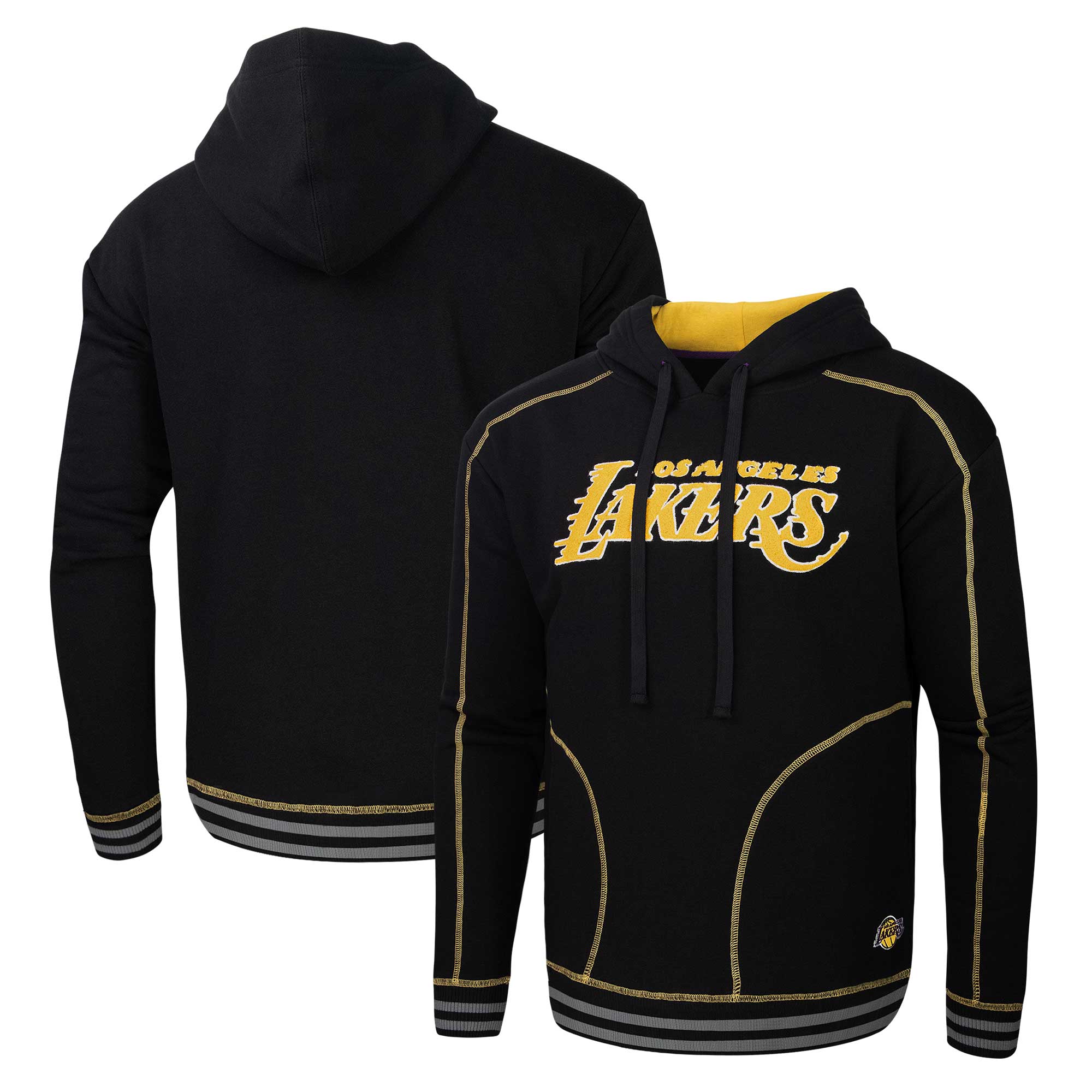 Men's Stadium Essentials Black Los Angeles Lakers Baseline Pullover Hoodie - Image 5