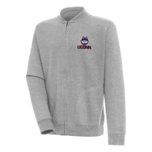 Men's Antigua  Heather Gray UConn Huskies Victory Full-Zip Jacket