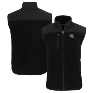Men's Cutter & Buck  Black Carolina Panthers Helmet Cascade Eco Sherpa Fleece Full-Zip Vest