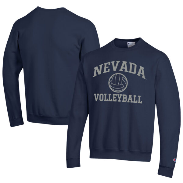 Men's Champion  Navy Nevada Wolf Pack Icon Logo Volleyball Eco Powerblend Pullover Sweatshirt - Image 2