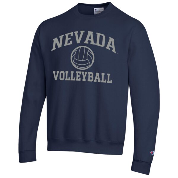 Men's Champion  Navy Nevada Wolf Pack Icon Logo Volleyball Eco Powerblend Pullover Sweatshirt - Image 3