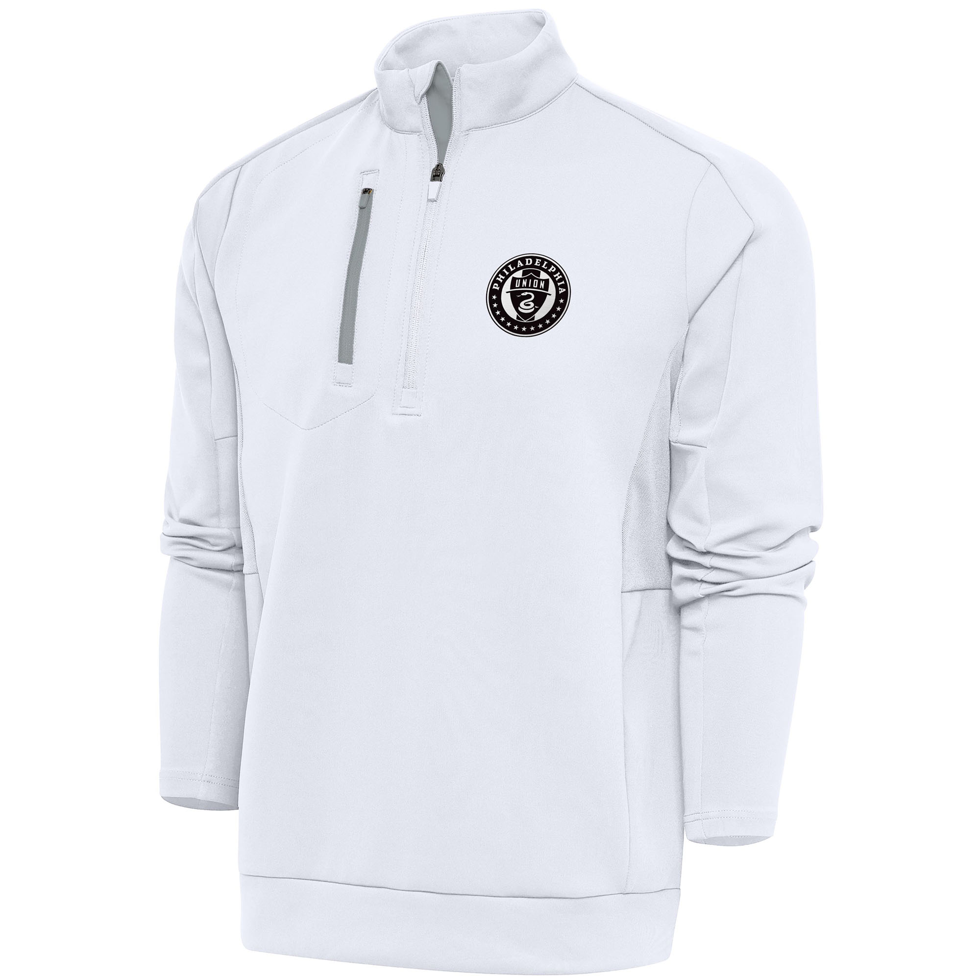 Men's Antigua White Philadelphia Union Brushed Metallic Generation Quarter-Zip Top