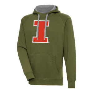 Men's Antigua Olive Illinois Fighting Illini Victory Pullover Hoodie