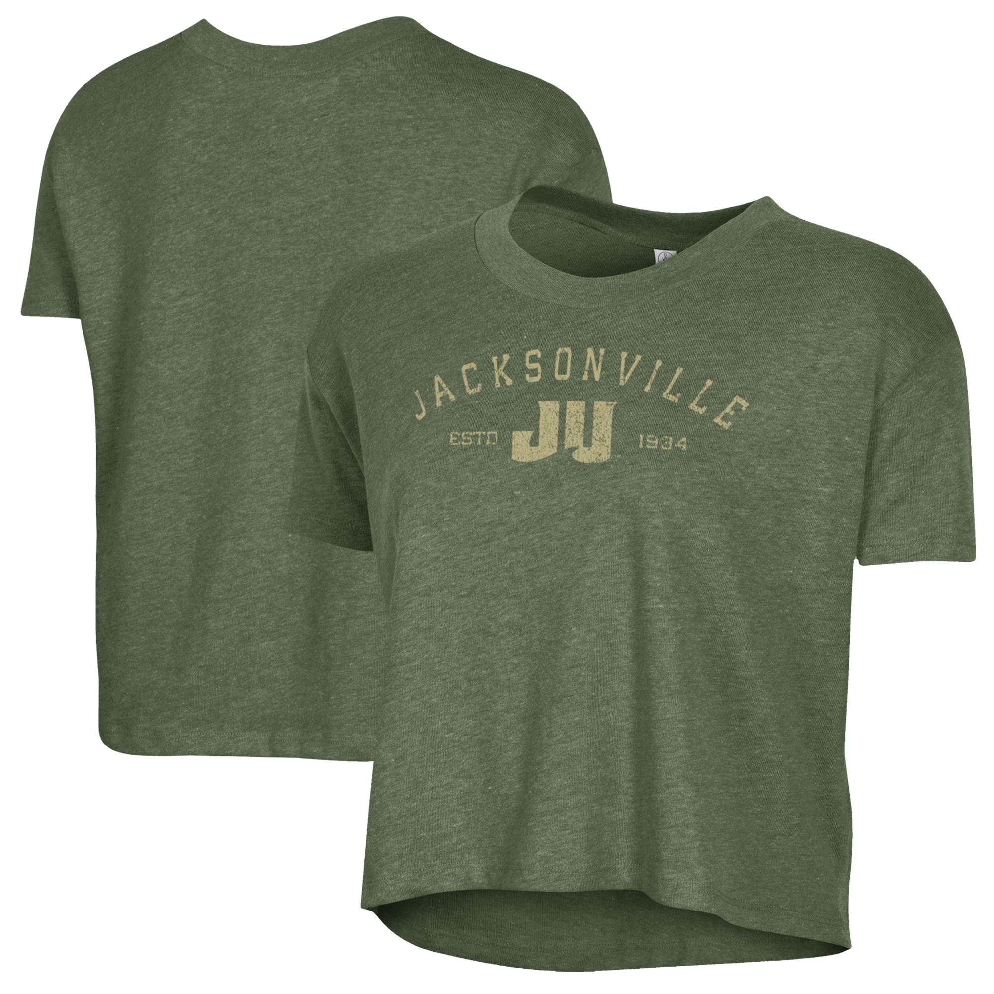 Women's Alternative Apparel Green JU Dolphins Retro Jersey Headliner Cropped T-Shirt - Image 2