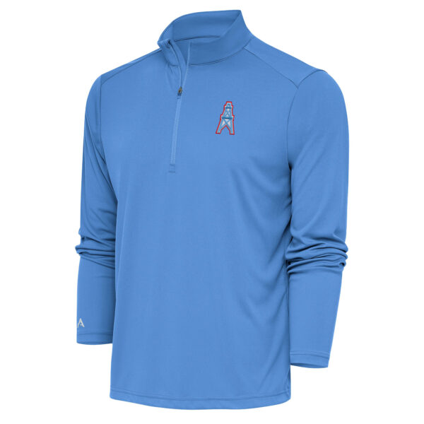 Men's Antigua Powder Blue Houston Oilers Throwback Logo Generation Quarter-Zip Pullover Top