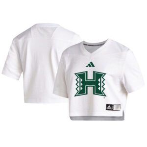 Women's adidas White Hawaii Rainbow Warriors Sideline Crop Jersey