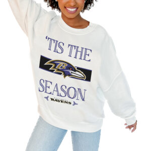 Women's Gameday Couture White Baltimore Ravens Take A Holiday Pullover Sweatshirt