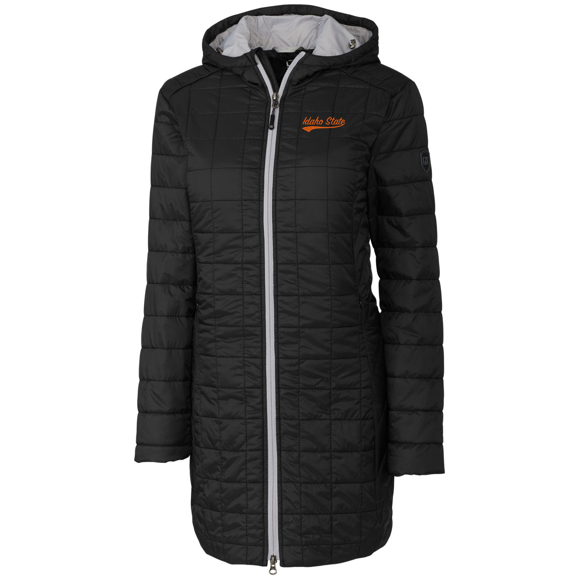 Women's Cutter & Buck Black Idaho State Bengals Rainier Eco PrimaLoft Hooded Long Coat - Image 6