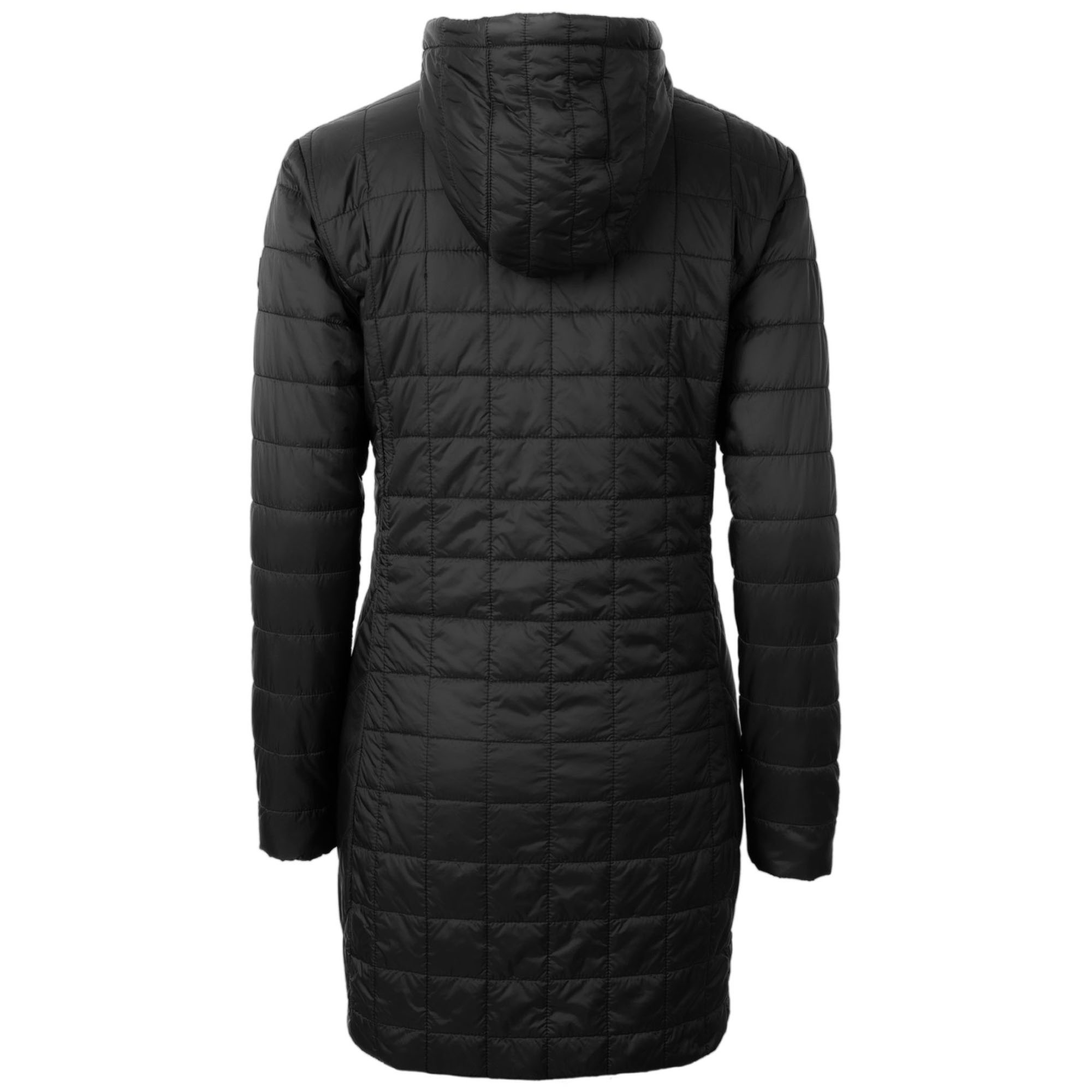Women's Cutter & Buck Black Idaho State Bengals Rainier Eco PrimaLoft Hooded Long Coat - Image 4