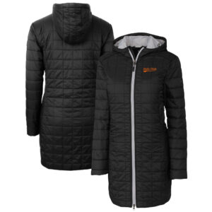 Women's Cutter & Buck Black Idaho State Bengals Rainier Eco PrimaLoft Hooded Long Coat