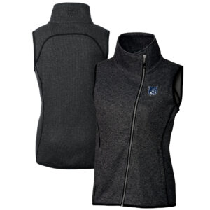 Women's Cutter & Buck Heather Charcoal New Hampshire Wildcats Mainsail Asymmetrical Knit Full-Zip Vest