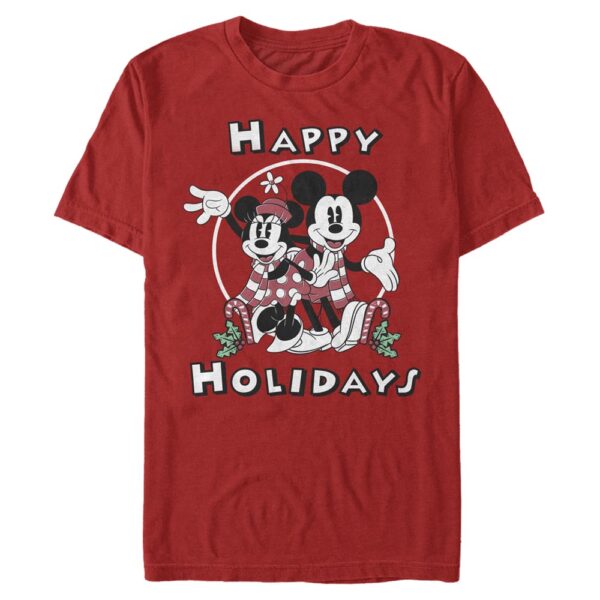 Men's Mad Engine  Red Mickey & Friends Happy Holidays Graphic T-Shirt
