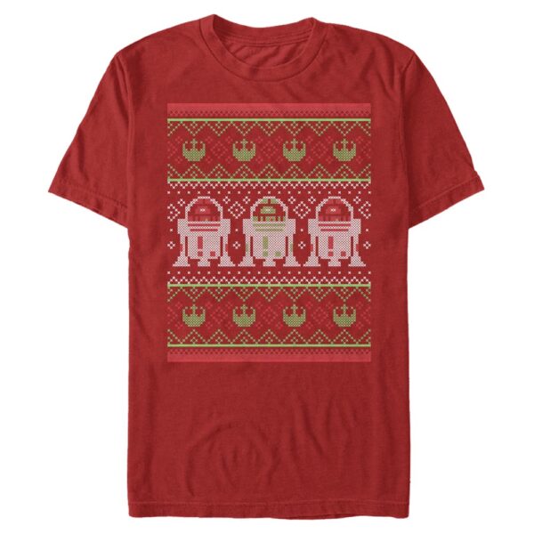Men's Mad Engine R2-D2 Red Star Wars Christmas Sweater Graphic T-Shirt