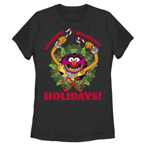 Women's Mad Engine Animal Black The Muppets Holidays! Graphic T-Shirt