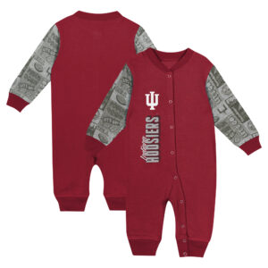 Newborn & Infant   Crimson Indiana Hoosiers Playbook Colorblock Long Sleeve Coveralls