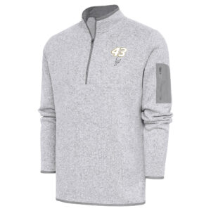 Men's Antigua Heather Gray Erik Jones Fortune Quarter-Zip Pullover Jacket
