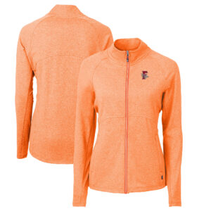 Women's Cutter & Buck Heather Orange Fresno Grizzlies Adapt Eco Knit Heather Recycled Full-Zip Jacket