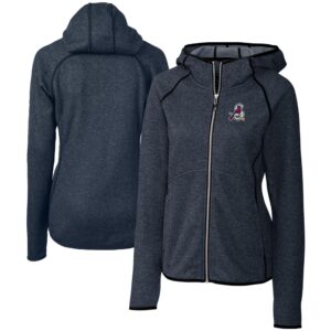 Women's Cutter & Buck  Heather Navy Springfield Cardinals Mainsail Sweater Knit Raglan Full-Zip Hoodie