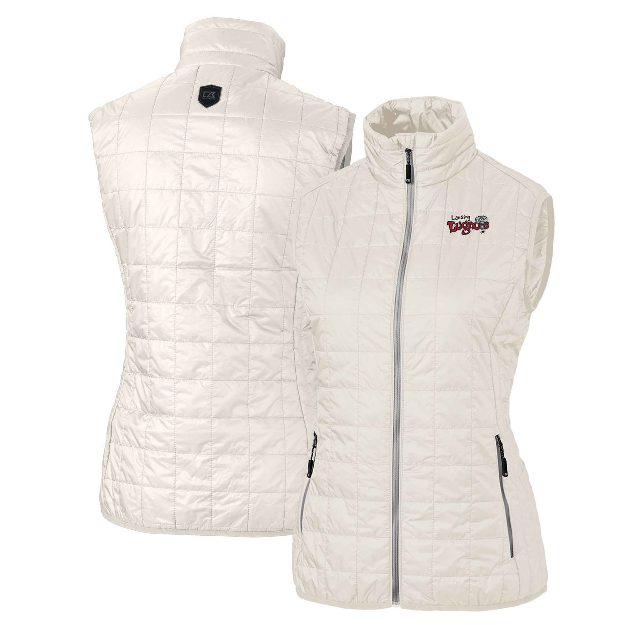 Women's Cutter & Buck Oatmeal Lansing Lugnuts Rainier PrimaLoft Eco Insulated Full-Zip Puffer Vest - Image 5