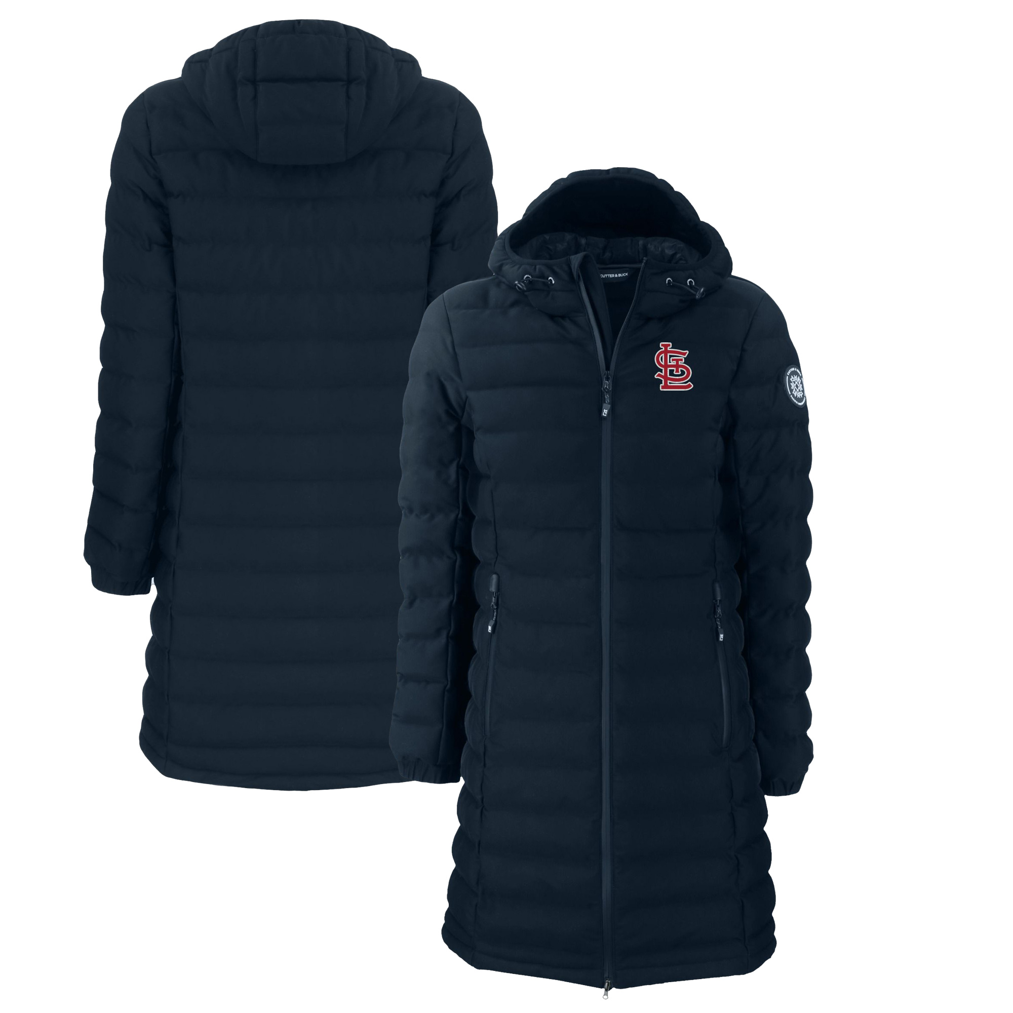 Women's Cutter & Buck Navy St. Louis Cardinals Mission Ridge Repreve Eco Insulated Full-Zip Long Puffer Jacket