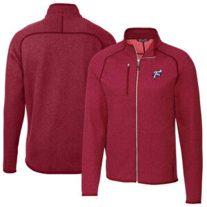 Men's Cutter & Buck Heather Red Reading Fightin Phils Mainsail Sweater-Knit Full-Zip Jacket
