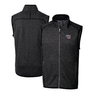 Men's Cutter & Buck Heather Charcoal Iowa Cubs Mainsail Sweater-Knit Full-Zip Vest