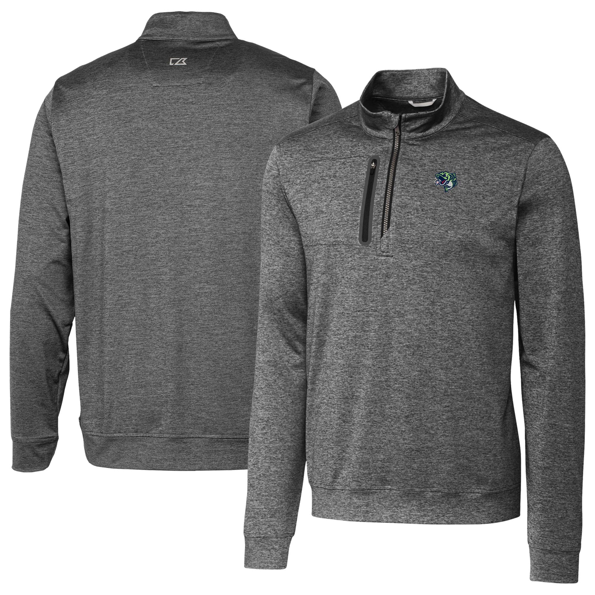 Men's Cutter & Buck Gray Gwinnett Stripers Stealth Heathered Quarter-Zip Top - Image 2